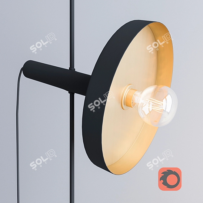 Elegant Black and Gold Lamp 3D model image 2