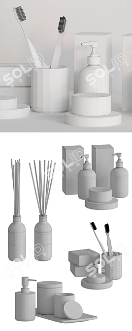 Modern Bathroom Accessories Set 3D model image 3