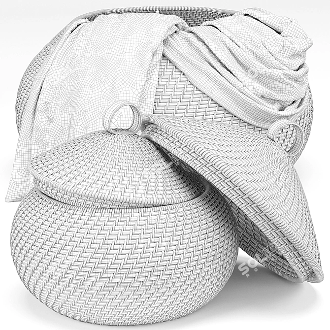 Title: Global Bazaar Grey Rattan Weave Basket 3D model image 3