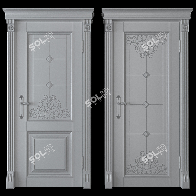 Elegant Stained Glass Door 3D model image 2