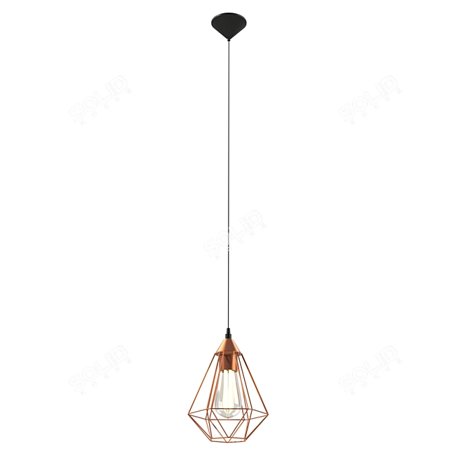 Tarbes Suspension Light: Elegant Steel and Copper Design 3D model image 1