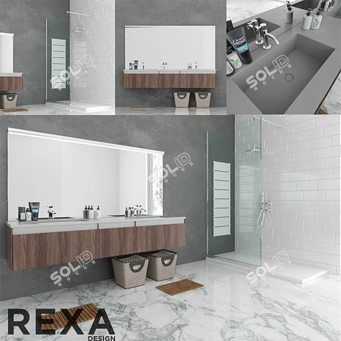 Luxury Bathroom Set: Stylish Design by REXA 3D model image 1
