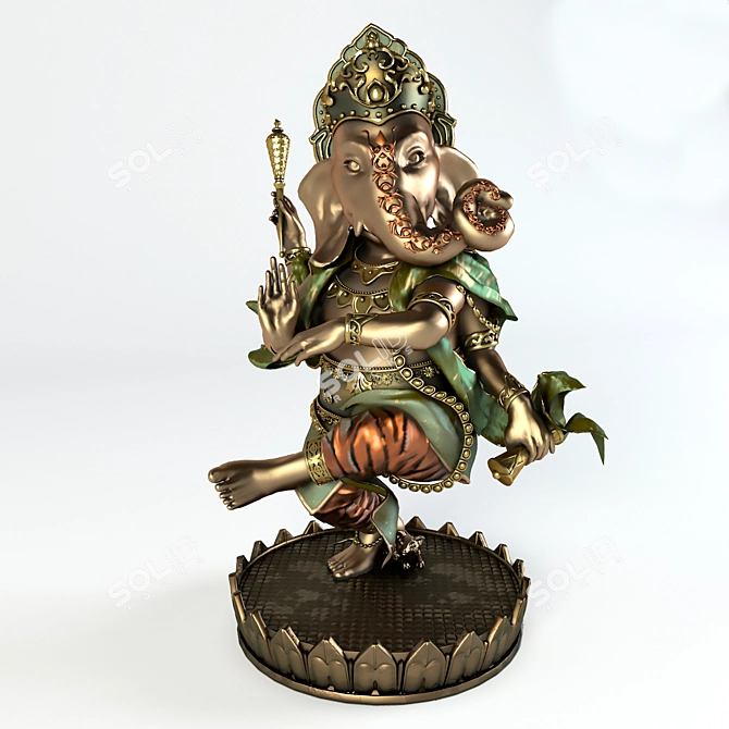  Divine Dancing Ganesha Sculpture 3D model image 1