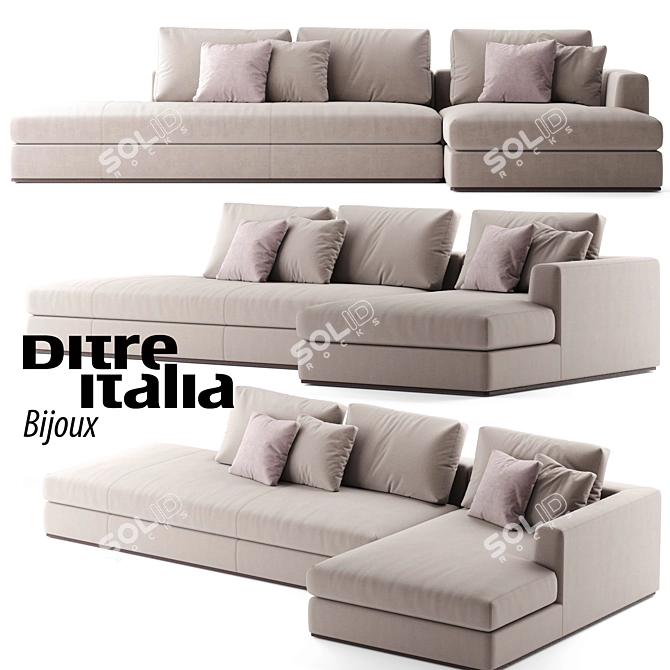 Elegant Bijoux Modern Corner Sofa 3D model image 1