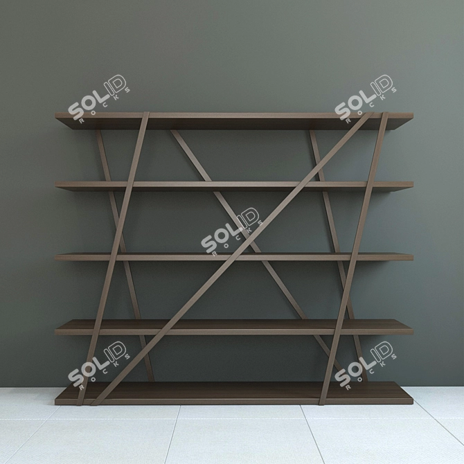 Minimalist Bookshelf TRES in Oak 3D model image 1