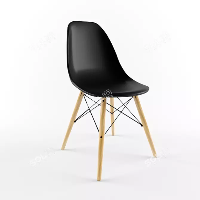 Elegant Black Chair 3D model image 1