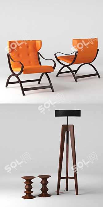 Loda Shelford Berjer Armchair: Modern Elegance for Your Space 3D model image 2