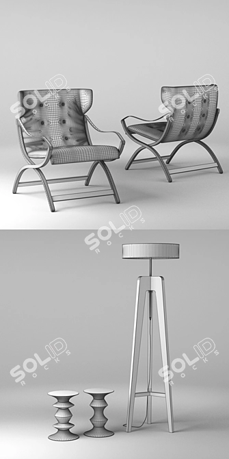 Loda Shelford Berjer Armchair: Modern Elegance for Your Space 3D model image 3