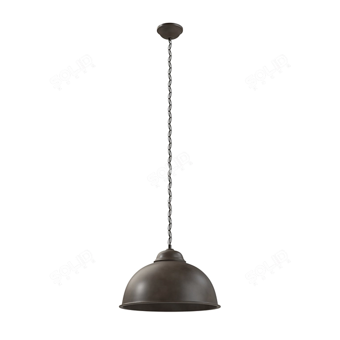 Rustic Steel Pendant Light 3D model image 1