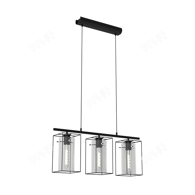 Elegant Black Steel Suspension 3D model image 1