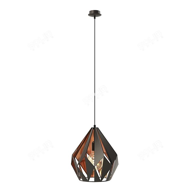 Steel and Copper Suspension Light 3D model image 1