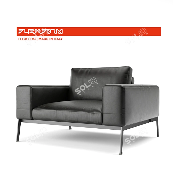 Elegant Steel Armchair: Unmatched Stylish Comfort 3D model image 1