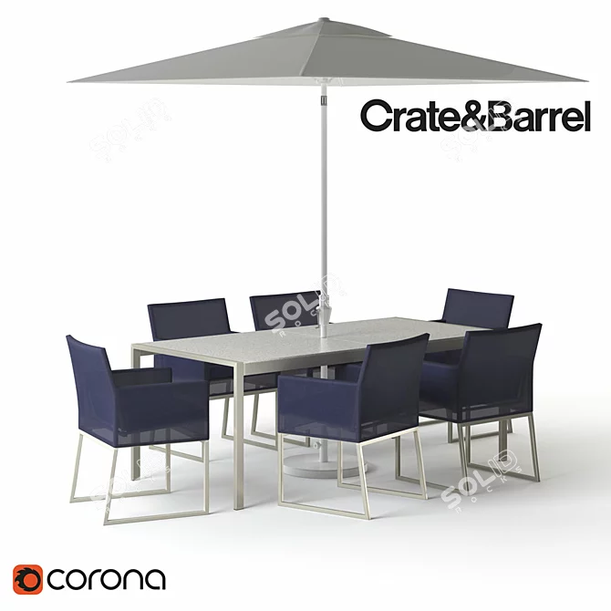 Dune Dining Set - Modern Elegance for Your Outdoor Space 3D model image 1