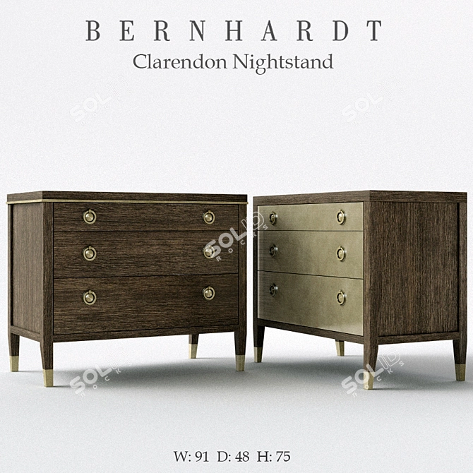 Elegant Clarendon Nightstand: Timeless Style 3D model image 1