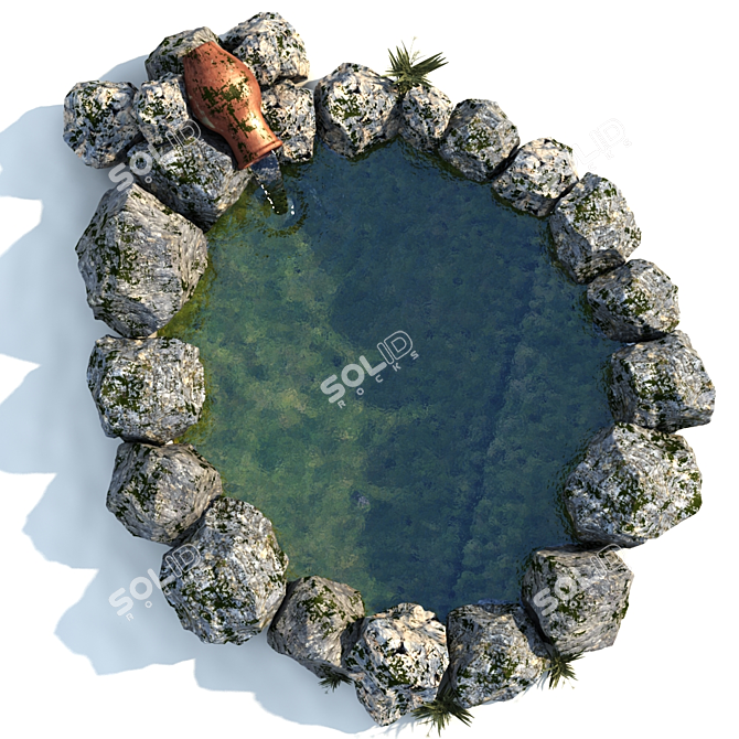 Elegant Garden Oasis Pond 3D model image 3