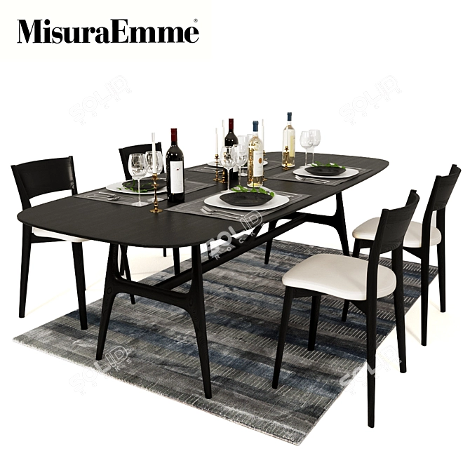 Modern Dining Set: Gaudi Table & Bertha Chairs 3D model image 2