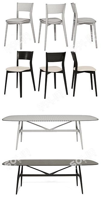 Modern Dining Set: Gaudi Table & Bertha Chairs 3D model image 3