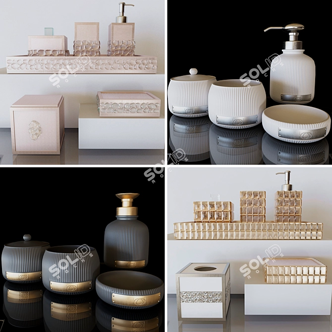 Modern Bathroom Set: Soap Dish, Collection 3D model image 1