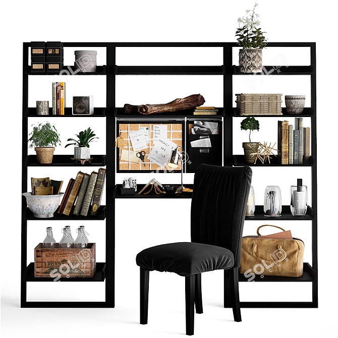 Multifunctional Shelving Unit with Working Table 3D model image 1