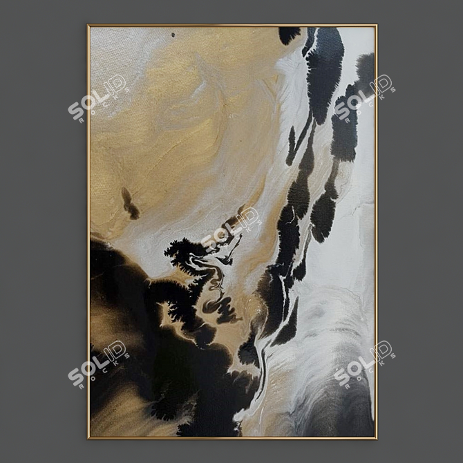 Golden Splendor: Abstract Art 3D model image 1