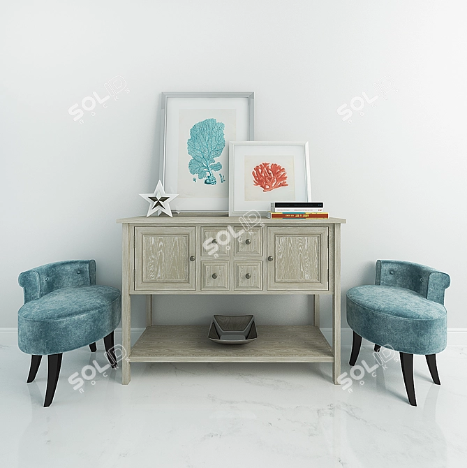 Elegant Buffet Set for Stylish Decor 3D model image 1