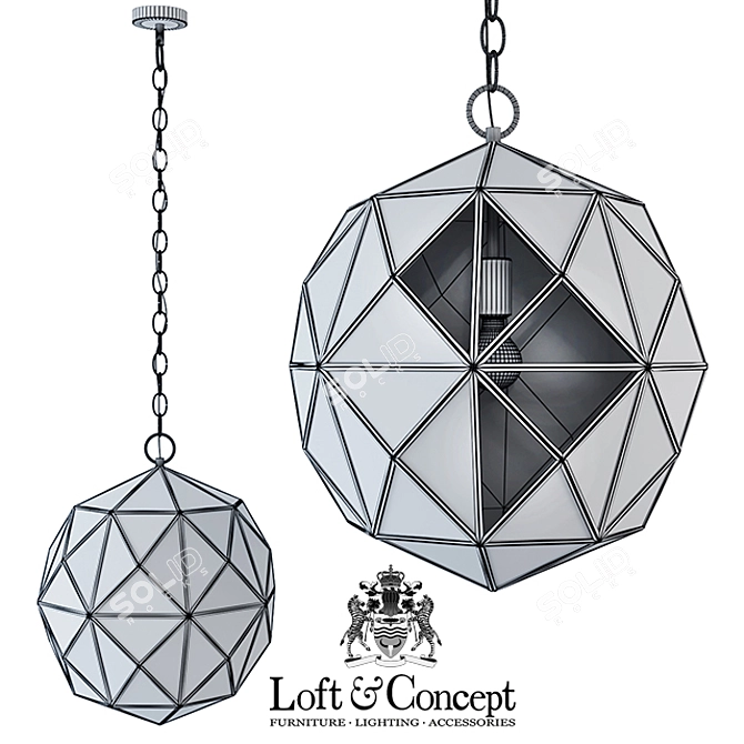 Modern Glass & Metal Pendant 3D model image 3