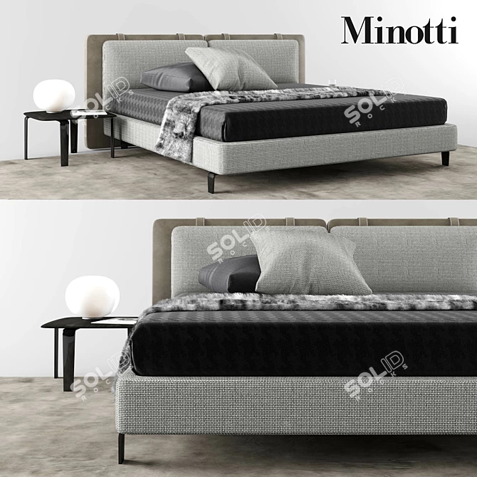 Luxurious Minotti Tatlin "Soft" Bed 3D model image 1