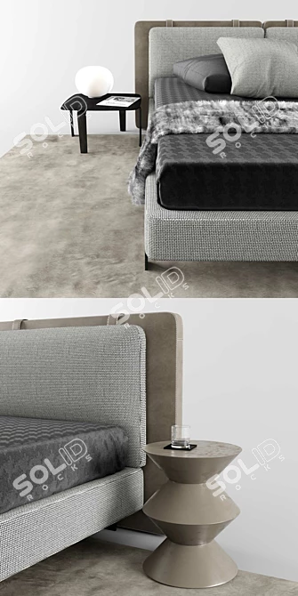 Luxurious Minotti Tatlin "Soft" Bed 3D model image 2