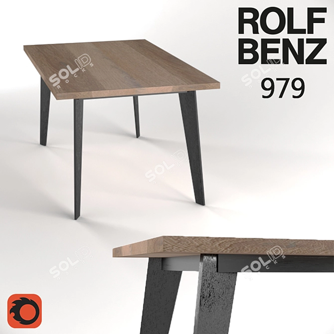 Rustic Oak Dining Table 3D model image 1