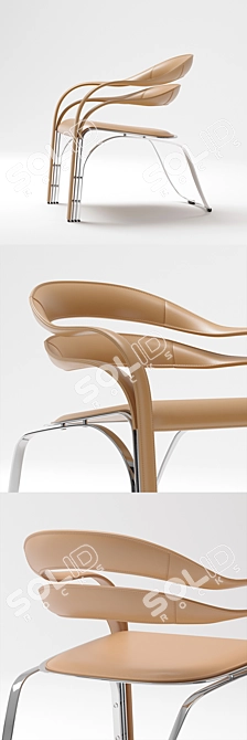 Siena Leather Fettuccini Chair 3D model image 2