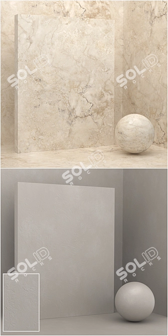 Seamless Stone & Plaster Set - 4 Materials 3D model image 2