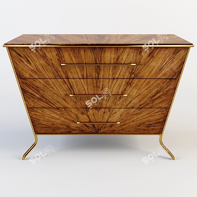 Exquisite Tapering Walnut Chest 3D model image 2