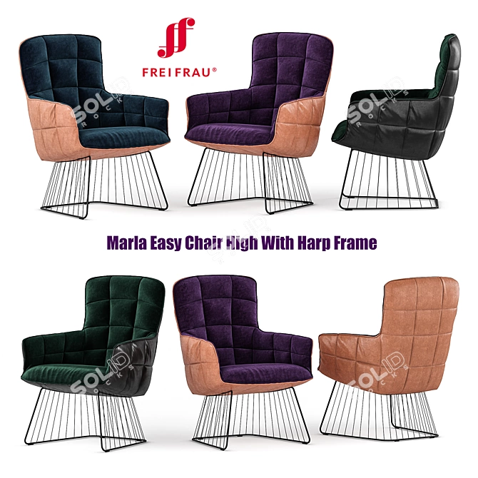 Luxury Freifrau Marla High Chair with Harp Frame 3D model image 1