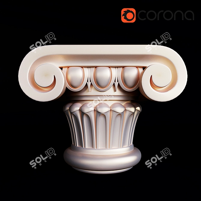 Charming CNC Carved Decorative Capital 3D model image 1