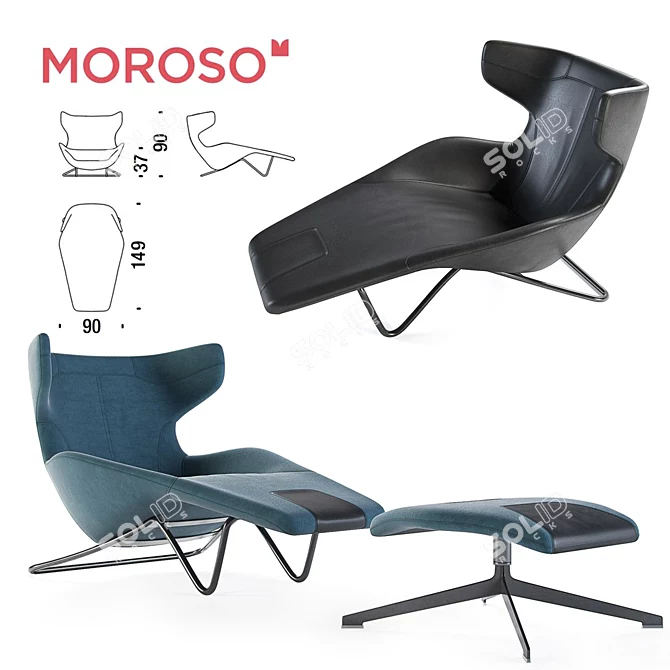 Sleek Stitched Chaise: Moroso 3D model image 1