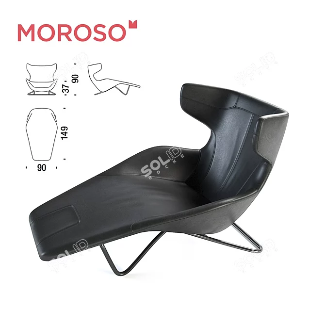 Sleek Stitched Chaise: Moroso 3D model image 2