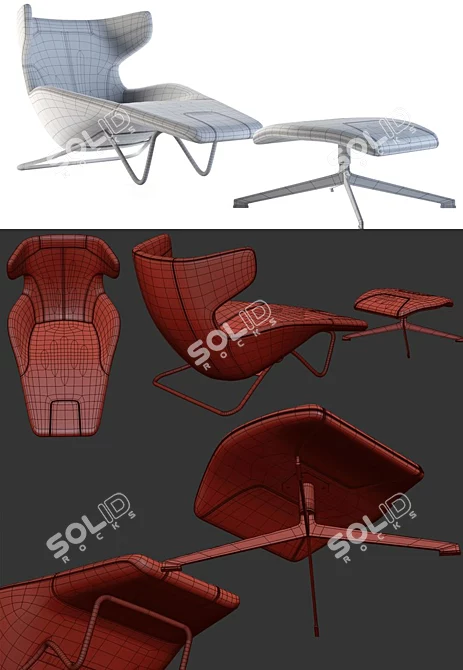 Sleek Stitched Chaise: Moroso 3D model image 3