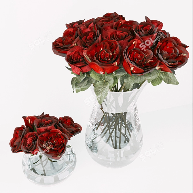 Elegant Rose Bouquet 3D model image 1