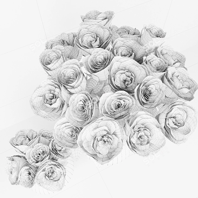 Elegant Rose Bouquet 3D model image 3