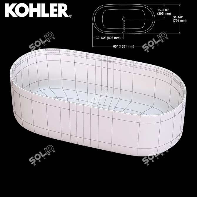 Modern Elegance: Ceric Freestanding Bath 3D model image 3