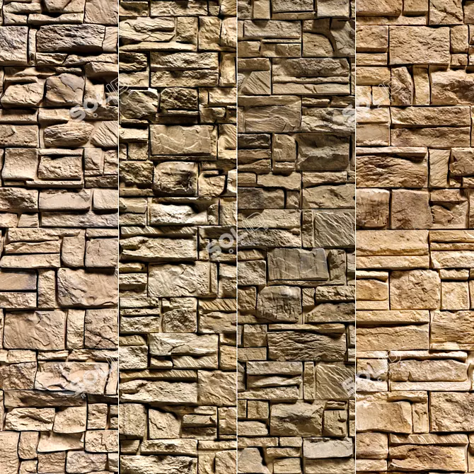 Modern Stone Walls Set 2 3D model image 1