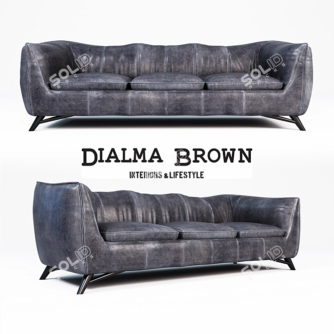 Luxurious Leather 3-Seater Sofa 3D model image 1