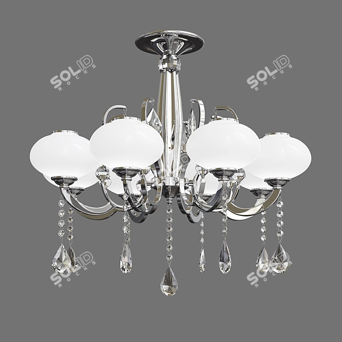 Elegant Chrome Metal Chandelier 3D model image 1