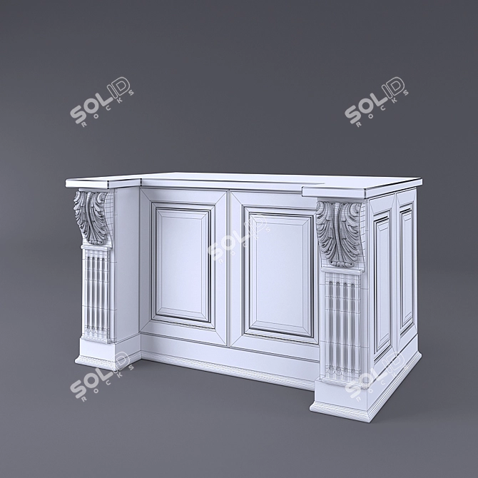 Elegant Kitchen Island with Pillars 3D model image 3