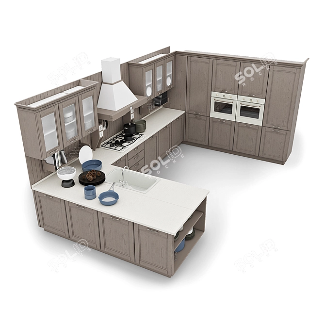 Snaidero Kitchen Set: Sink, Oven, Hob, Hood 3D model image 3