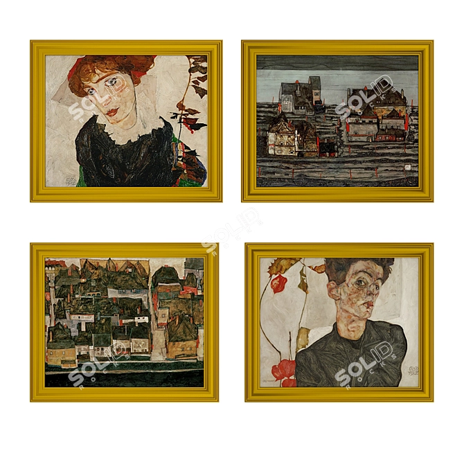 Egon Schiele Masterpieces: 8 Paintings 3D model image 2