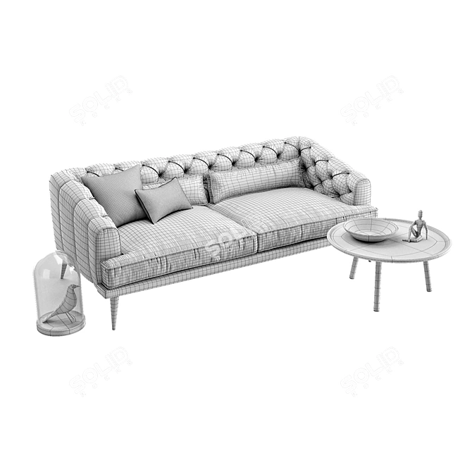 Modern Chesterfield Sofa Set: EARL GREY 3D model image 2