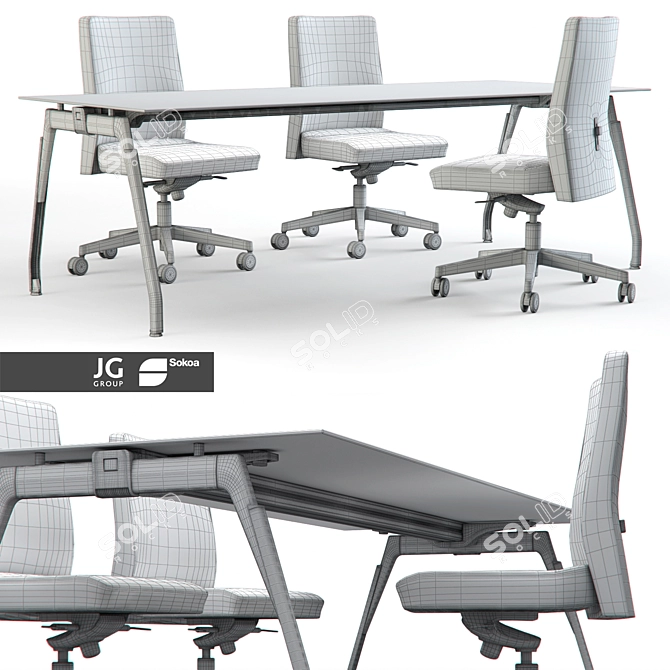 Sleek and Sturdy Table & Chair Set 3D model image 3