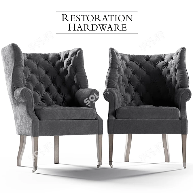 Luxury Restoration Wing Chair 3D model image 1