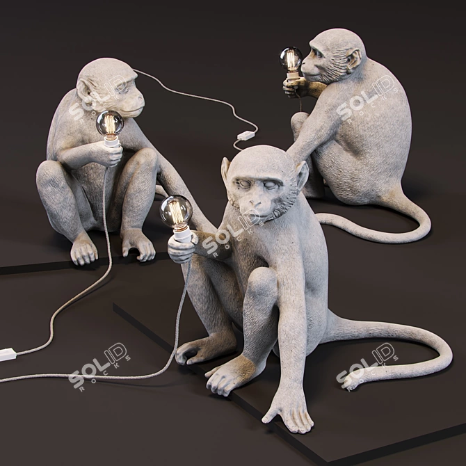 Playful Monkey Lamp - Sitting Edition 3D model image 1